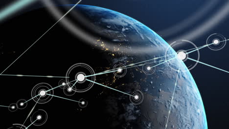 animación de redes de conexiones en todo el planeta tierra