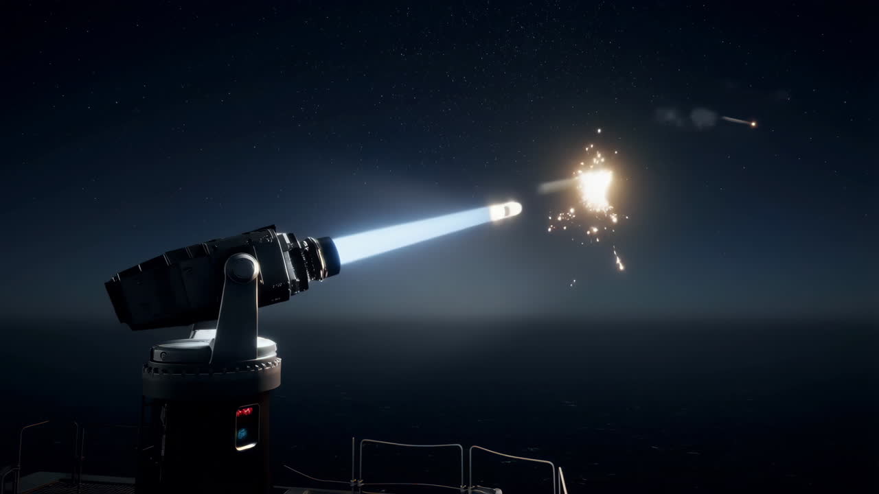 Naval Missile Defense System at Night