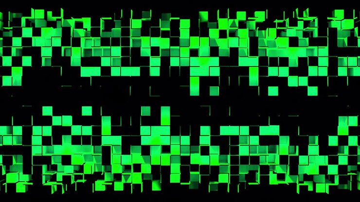 Strisce astratte di celle a mosaico quadrate su sfondo nero