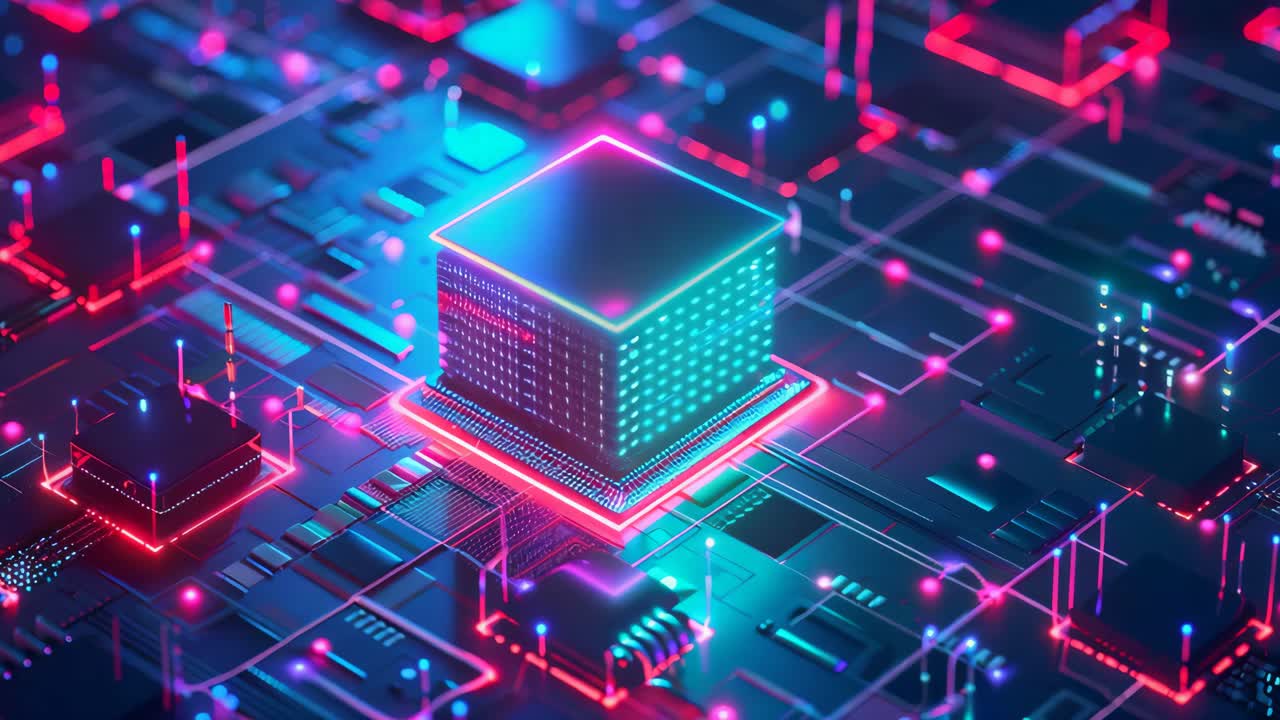 Futuristic Computer Chip on Circuit Board