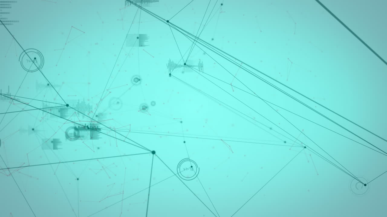 animación del procesamiento de datos y la red de conexiones sobre fondo verde