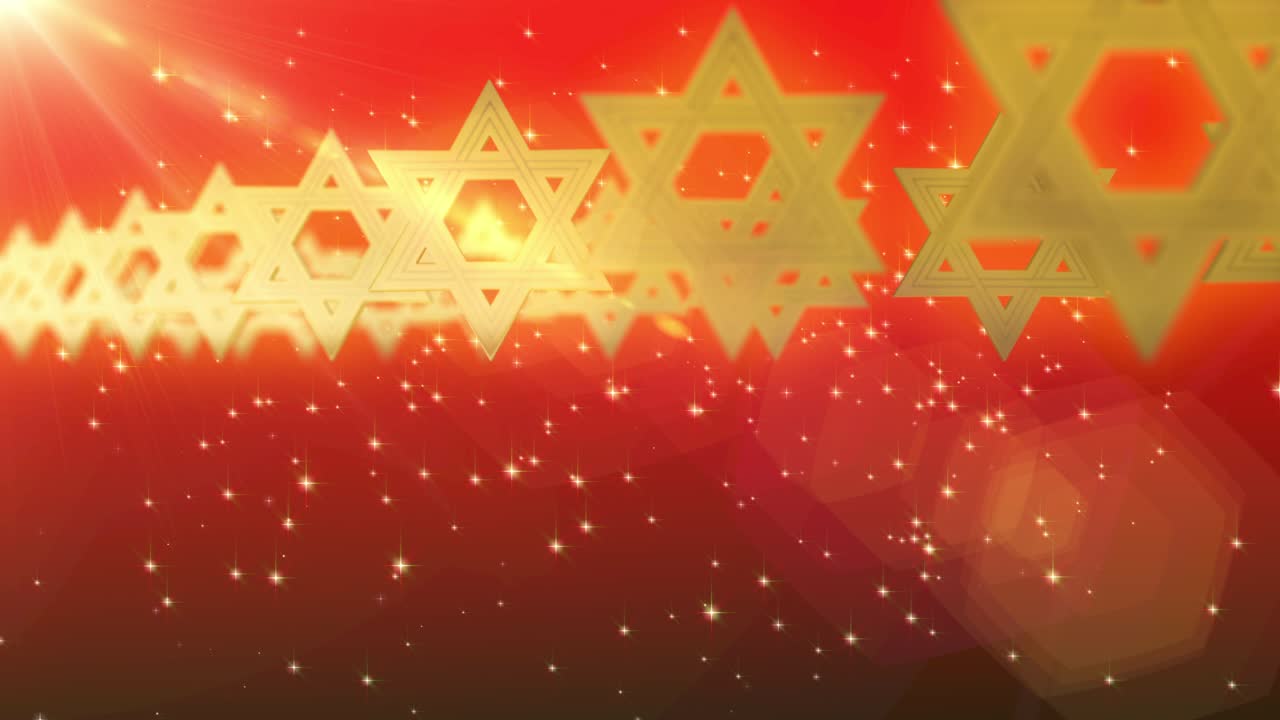 골드 데이비드 스타 기호 입자 루프 애니메이션 배경