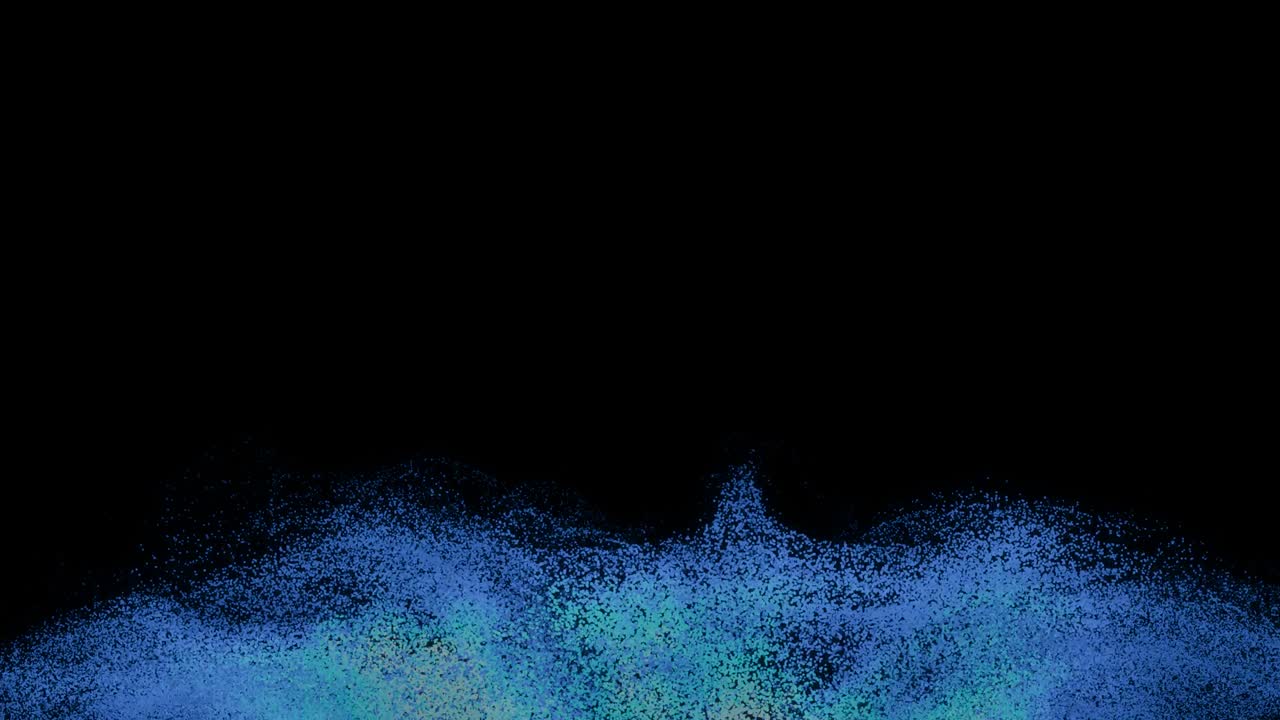 partículas multicolores iridescentes coloridas humo vívido gas brillante explosión de onda de choque animación creativa en negro