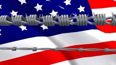 Barbed-wires-against-American-flag