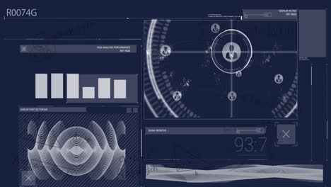 animación del procesamiento de datos financieros en pantallas