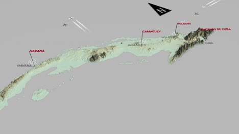 mapa del terreno en 3d de cuba