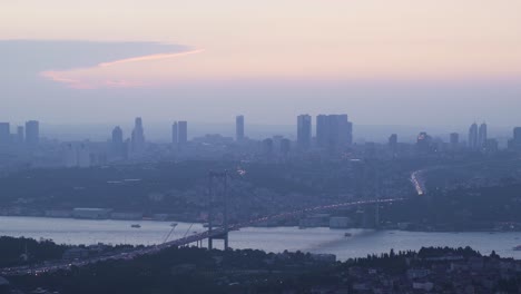 istanbul bridge traffic. sunset timelapse video.