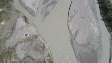 aerial de un río en un valle de montaña