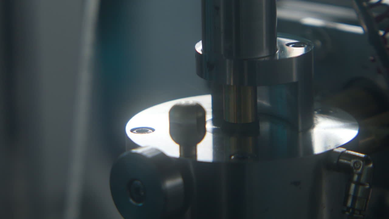 Close-up of a precision machine component in a laboratory setting
