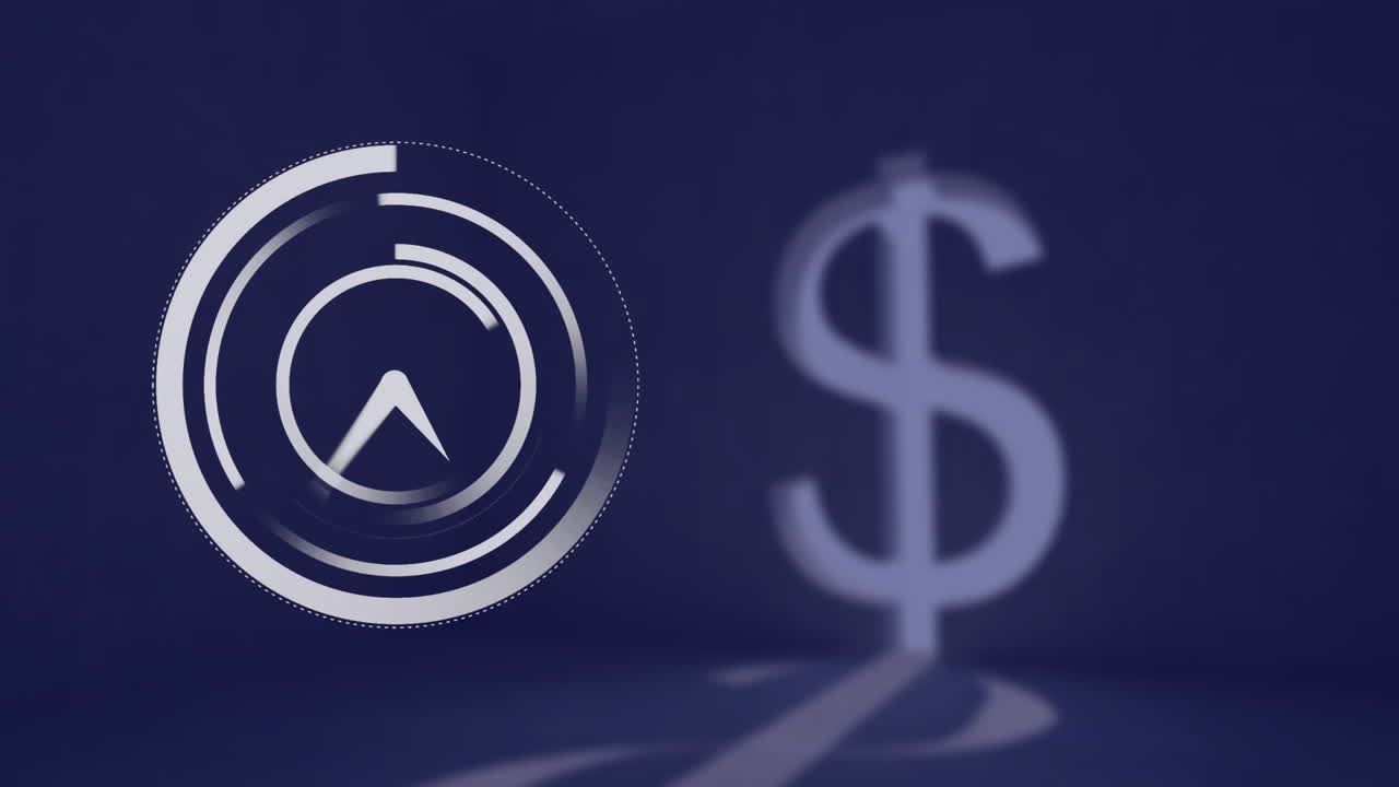 animación digital del reloj despertador haciendo tictac frente al símbolo del dólar estadounidense contra un fondo azul