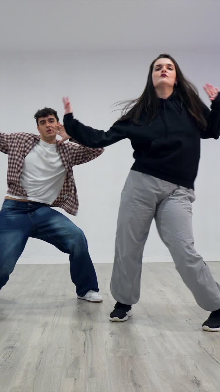 Dancing duet performance in studio