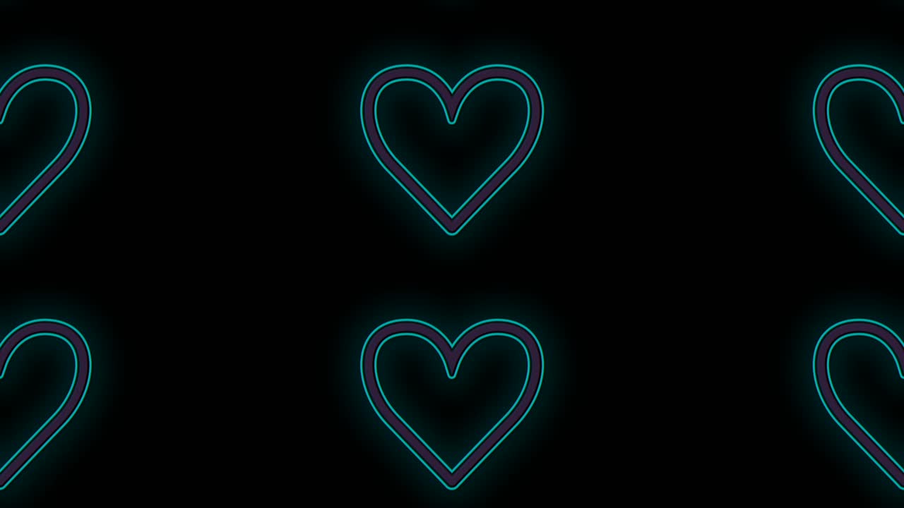 펄싱하는 네온 블루 라이트가 있는 하트 패턴 10