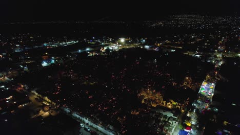 Flying-over-a-cemetery-with-All-saints-day