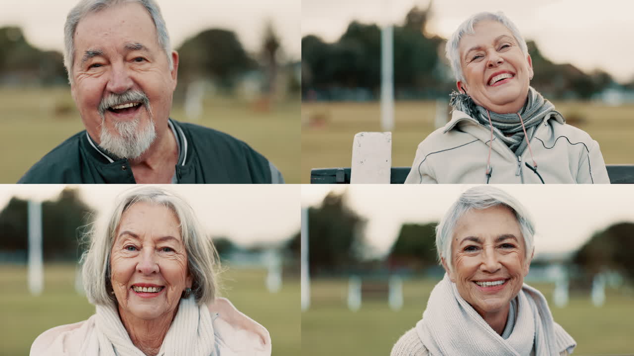 콜라지, 스포츠 경기장 및 고령자의 초상화