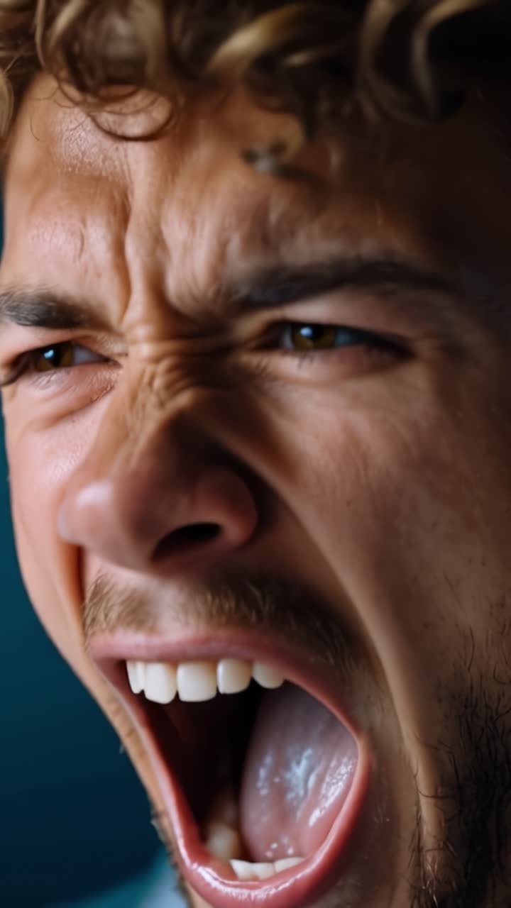 Una intensa transformación emocional capturada en dos fotogramas de un hombre que expresa ira cruda y vulnerabilidad a través de sus expresiones faciales y lenguaje corporal.