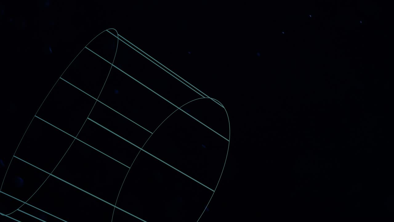 파란색 네온 추상적인 원은 비행기 반이는 공간에