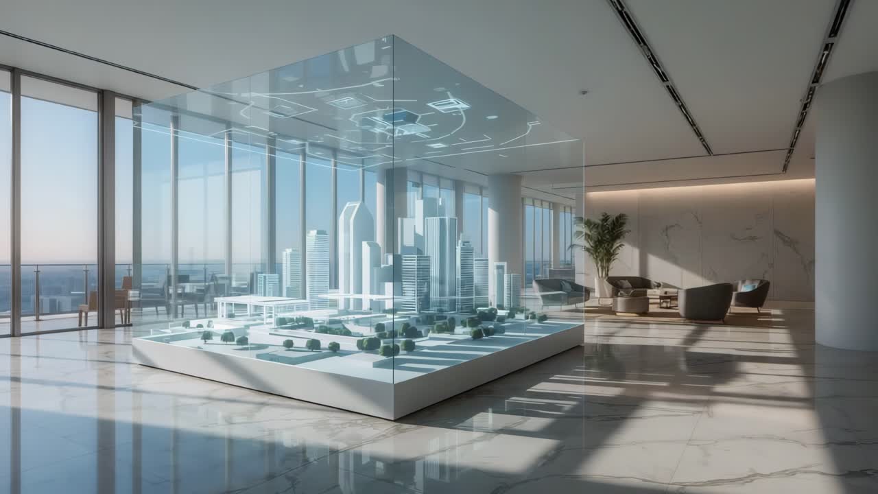 Architectural model of a modern city in a luxury interior