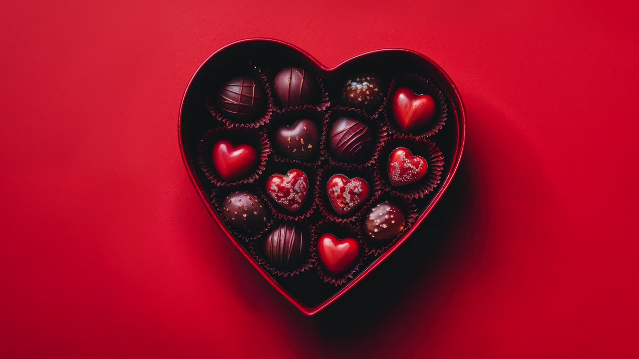 una caja de chocolates en forma de corazón