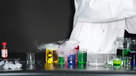 science experiment with colorful liquids