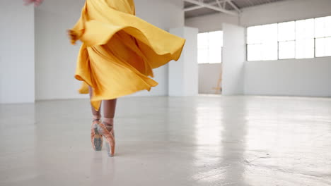 Dancing,-feet-and-a-ballet-woman-for-performance