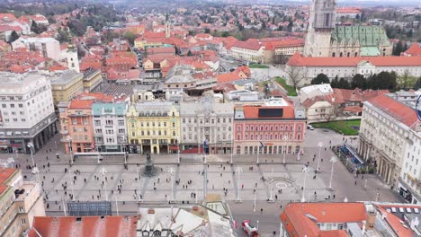 aerial view of zagreb's ban jelacic square