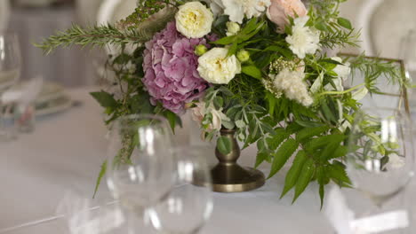 close-up of flowers in luxurious wedding hall
