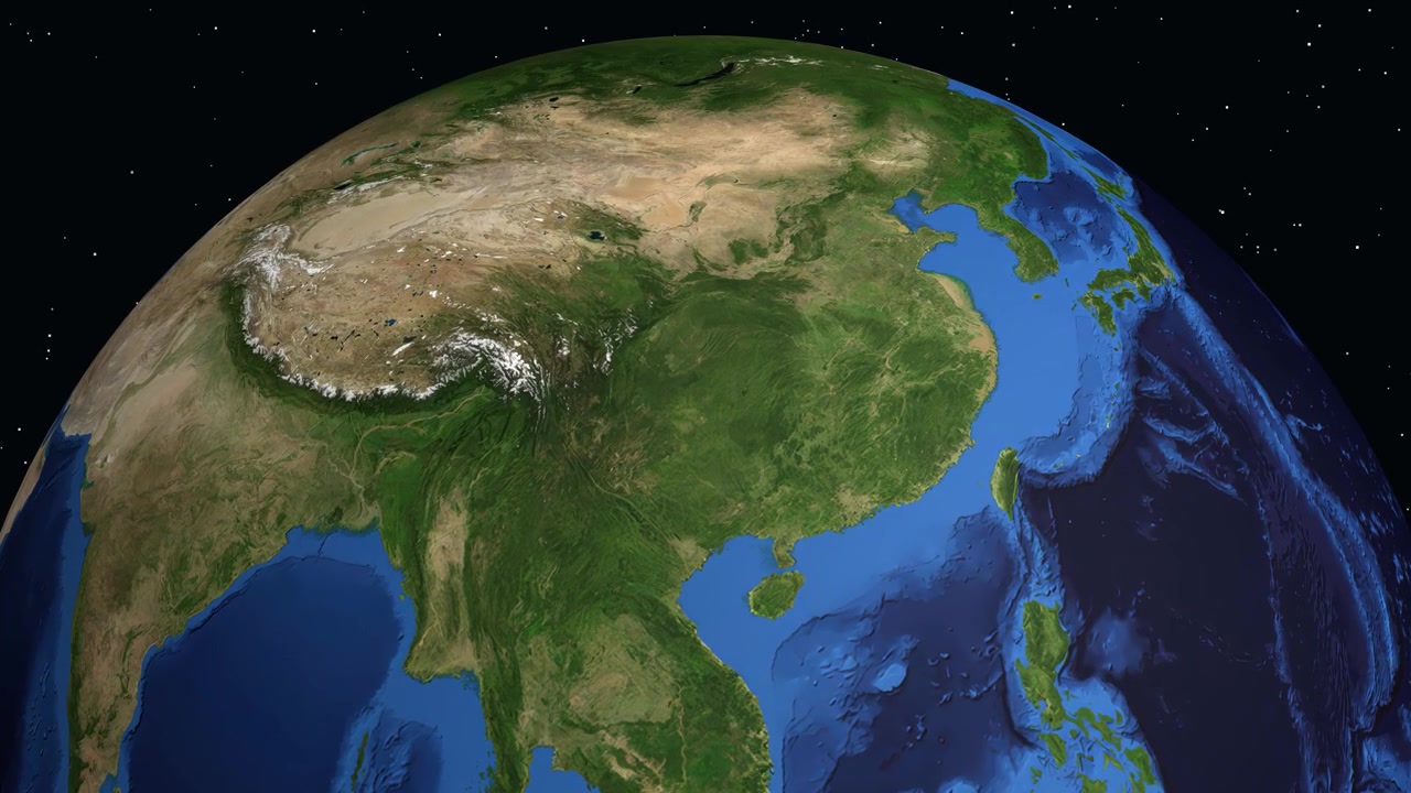 Un globo digitale ruota e zooma dallo spazio su Zunyi, Cina, con una sovrapposizione di dati sulla popolazione.