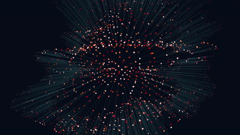 Kompliziertes-Und-Miteinander-Verbundenes-Liniennetz,-Beleuchtet-Auf-Dunklem-Hintergrund