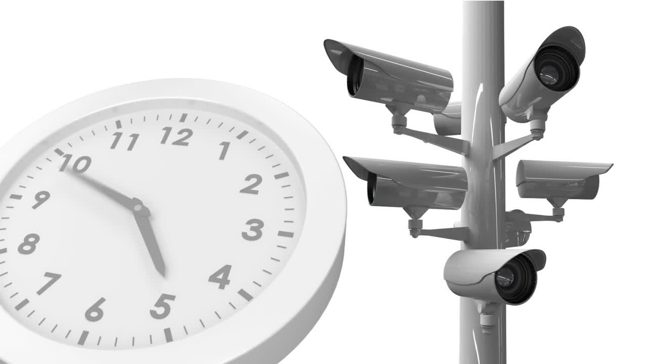 reloj que se mueve y cámaras de cctv