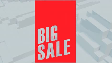 animación del texto de gran venta en bandera roja y fondo pulsante blanco