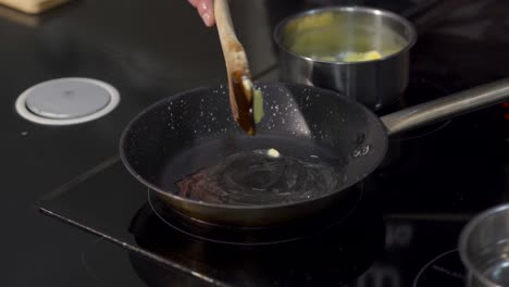 cooking with butter in a pan