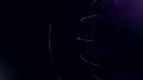 abstract sphere. cropped sphere. connected violet dots with lines. globalization interface. planet is moving on the right side. 4k.