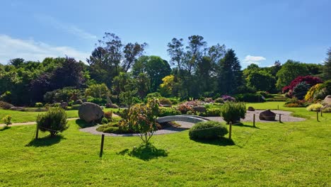 beautiful japanese-style garden at parc de haute bretagne, france