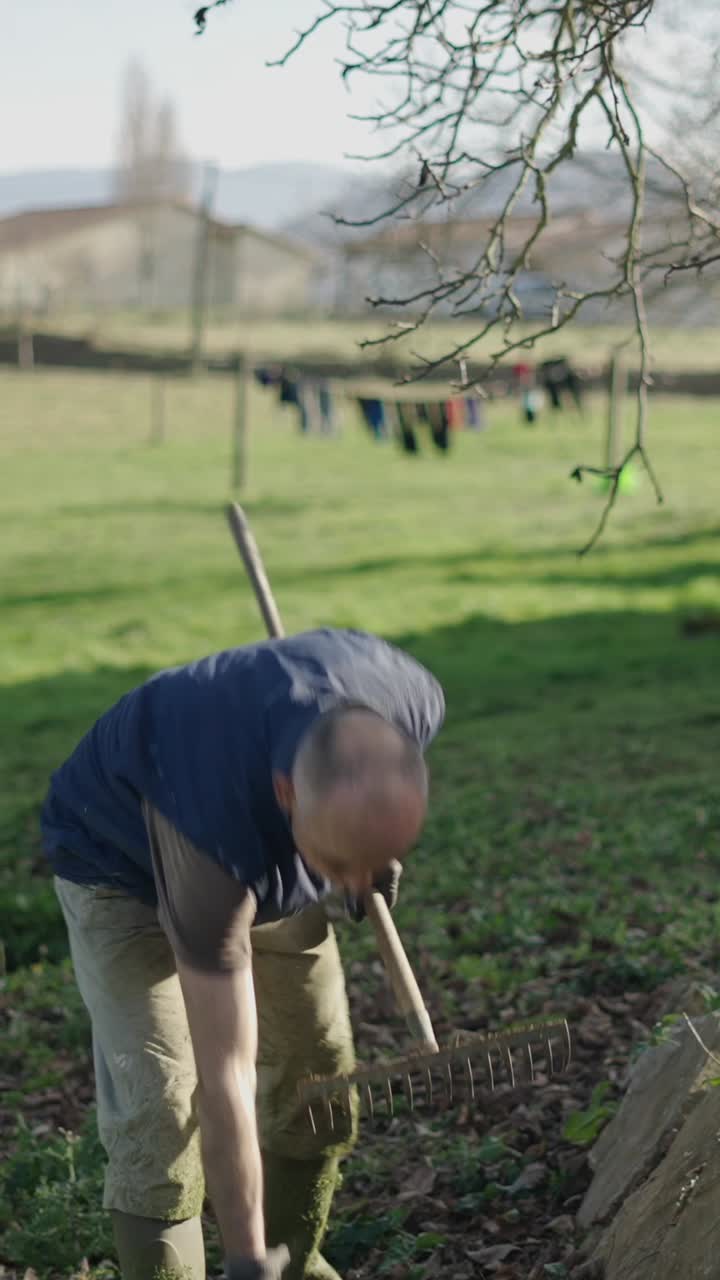 A person doing yard work