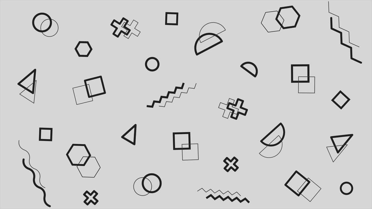 4k monocromático geométrico de formas en blanco y negro patrón en retro, doodle memphis estilo de los años 80 - 90.