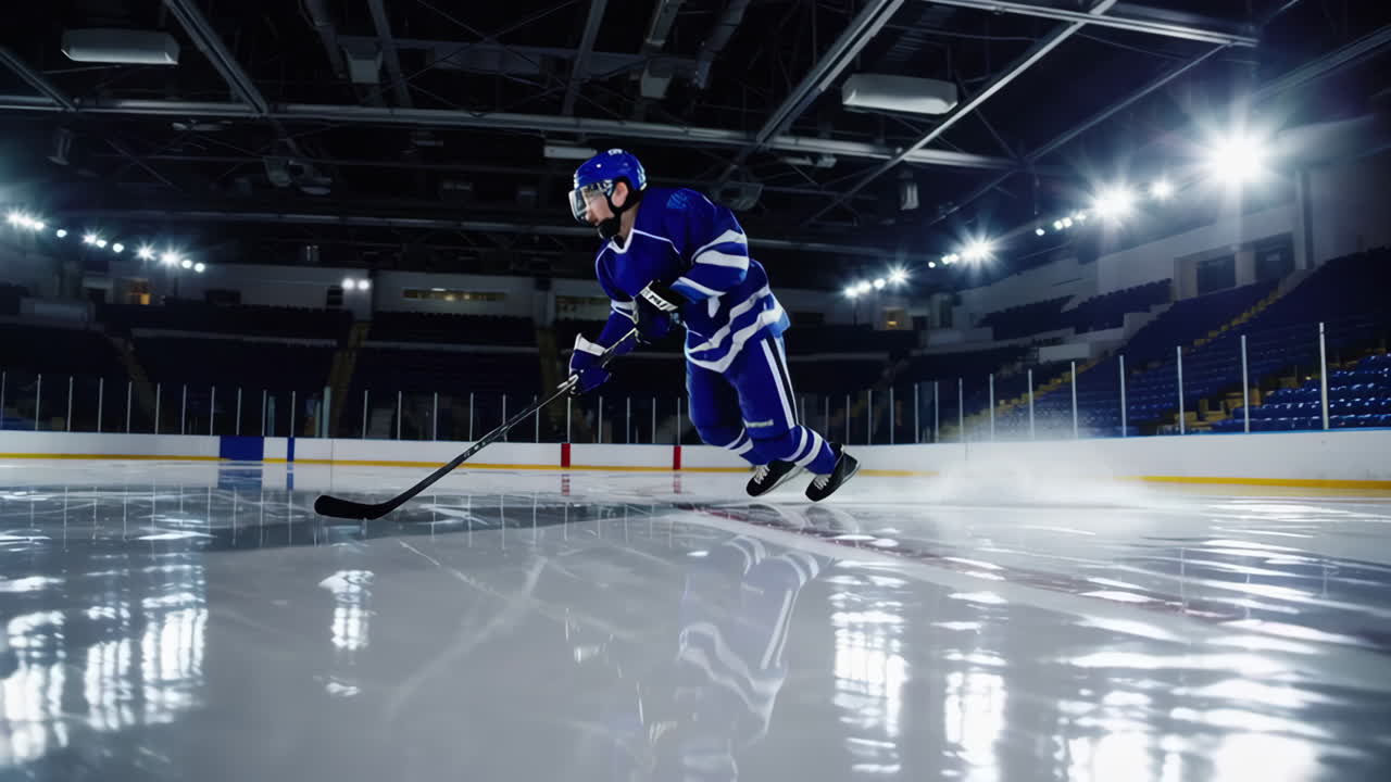 Professional Ice Hockey Player in Action on the Rink