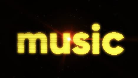 glowing retro music text