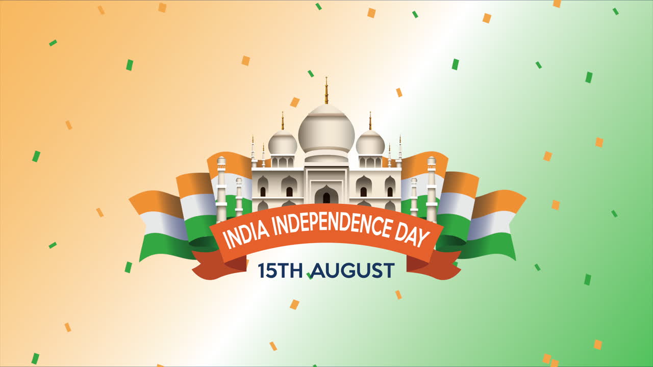 día de la independencia de la india con el taj mahal y las banderas