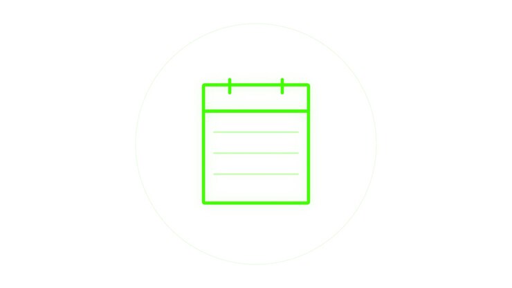 Animated Green Calendar Icon Drawing on White Background