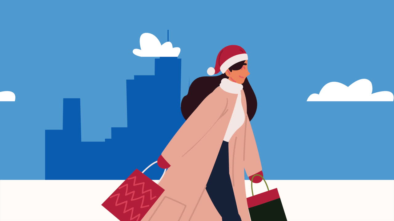 크리스마스를 축하하는 사람 캐릭터 애니메이션