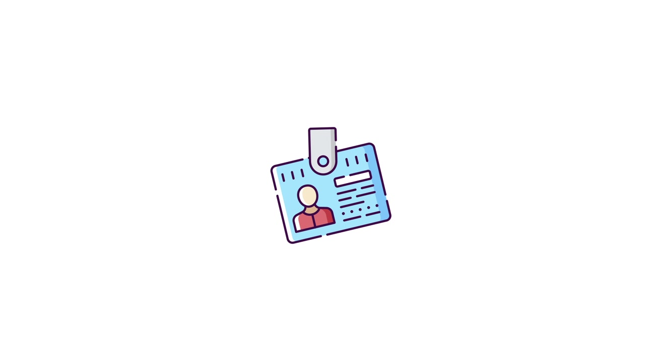 Animated Identification Card Icon with User Profile and Data