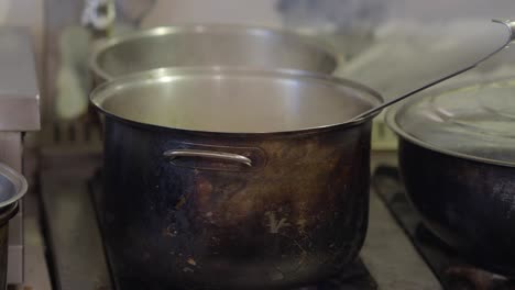 large cooking pot on stove