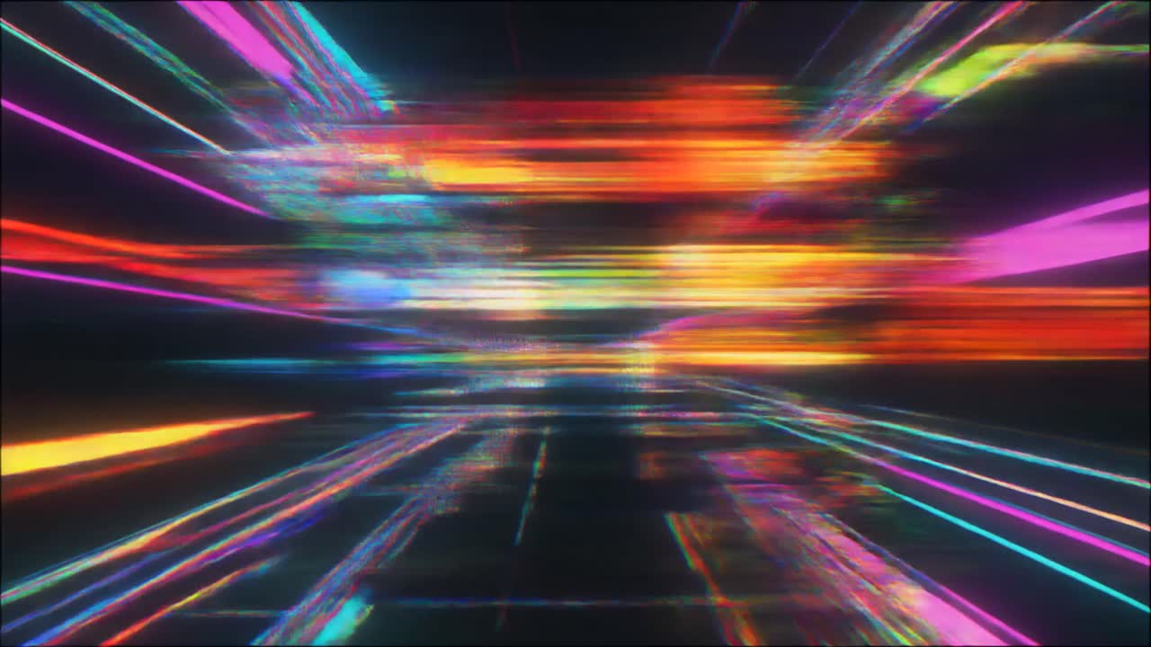 Abstract Digital Light Streaks with Glitch Effect
