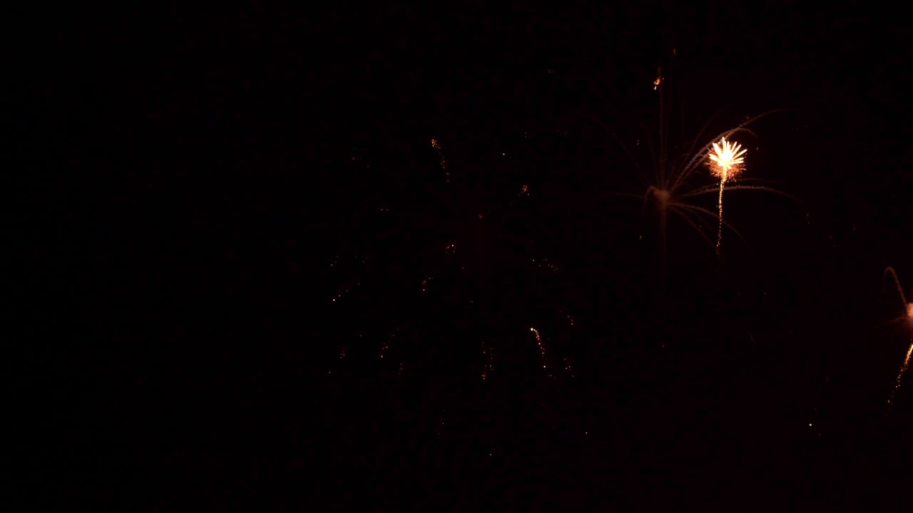 Bellissimo spettacolo pirotecnico colorato di notte per una celebrazione durante un festival.