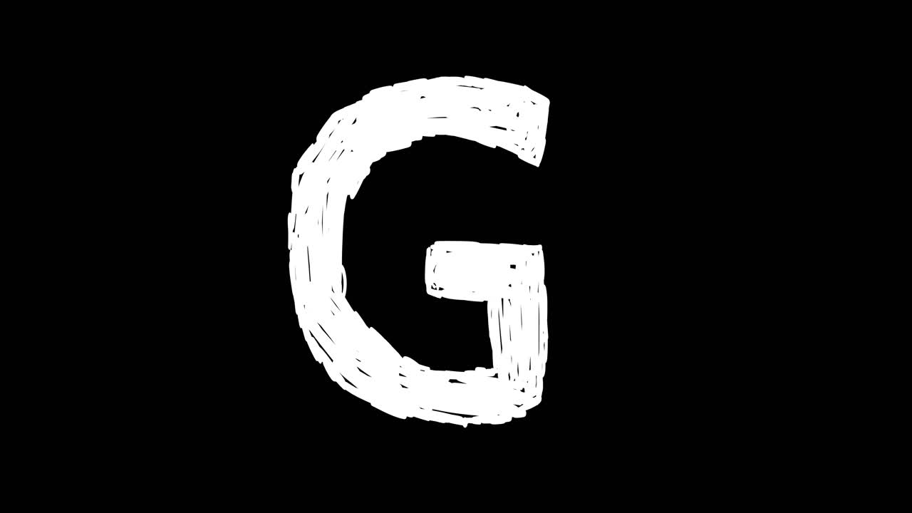 Lettre G blanche dessinée à la main sur fond noir