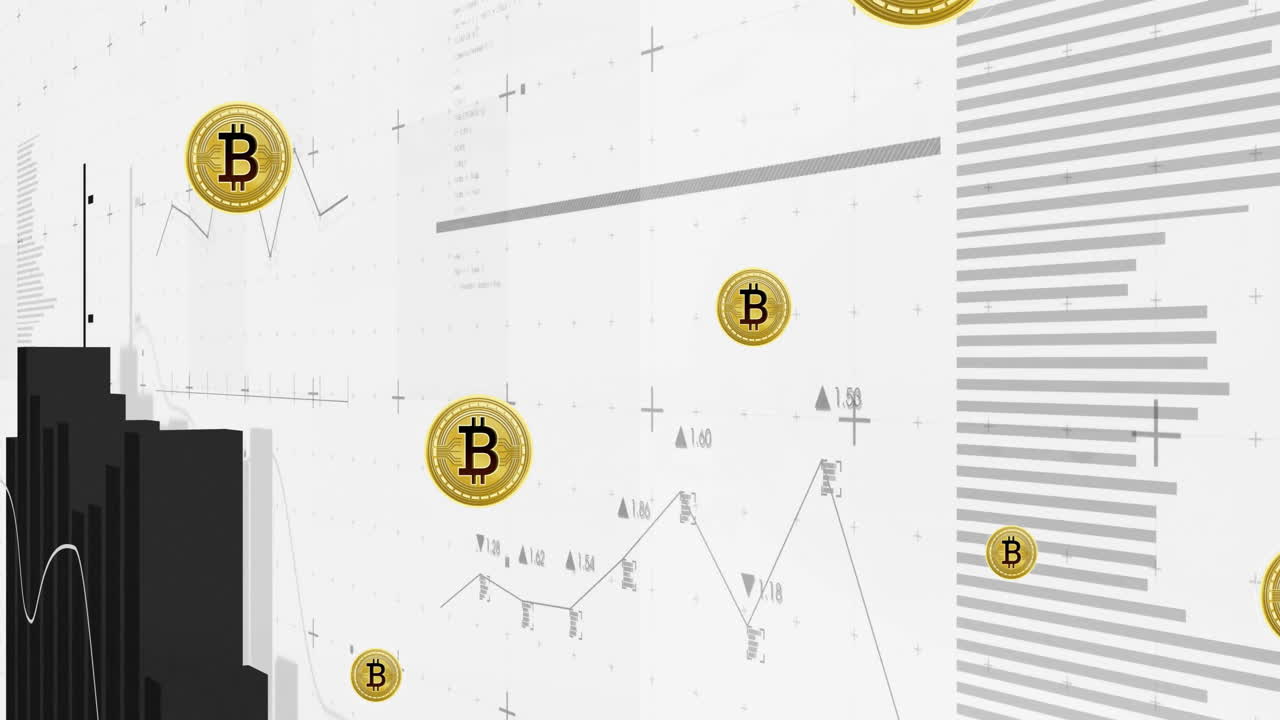 animación de bitcoins a través de diagramas y procesamiento de datos