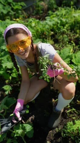 teenage girl gardening