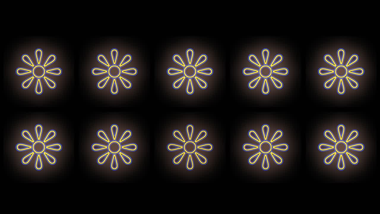 patrón de flores de verano amarillo neón en la noche