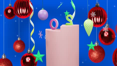 Animation-of-2025-text-and-christmas-decorations-in-background