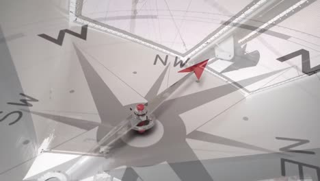 Animation-of-compass-moving-over-interior-of-yacht